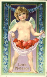 Cupid holding hearts Postcard Postcard