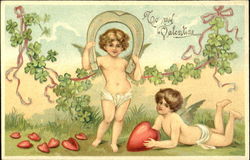 Cupid Holding a Horseshoe Postcard