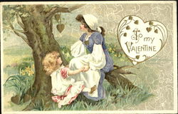 Young woman and child Postcard