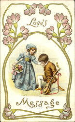 Boy with Lute Kissing a Young Girl's Hand Postcard