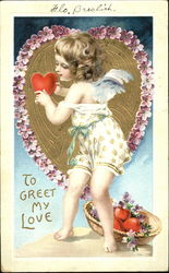 Cupid Holding a Heart Postcard