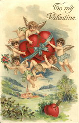 Cupids Carrying Hearts Postcard