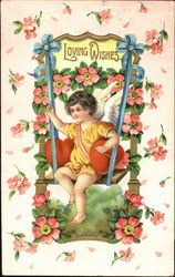 Cupid on a swing Postcard