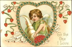 Cupid with Cornucopia of Hearts Postcard