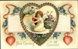 Girl angel surrounded by a heart Postcard