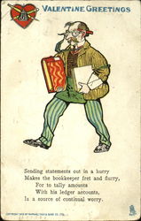 Bookkeeper Carrying a Ledger Postcard