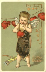 Cupid with Apron and Hearts Postcard Postcard