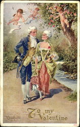 Couple Walking on Dirt Road Postcard