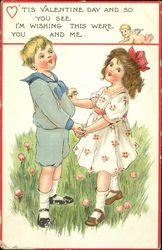 Boy and Girl holding hands Children Postcard Postcard