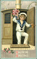 Sailor Boy with Flowers Postcard