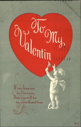 Cupid Hammering a Heart Postcard