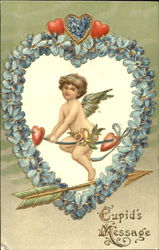 Cupid in a blue heart Postcard Postcard