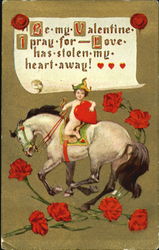 Boy riding horse Couples Postcard Postcard