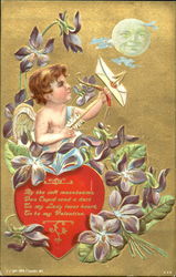 Cupid about to shoot an arrow with a letter Postcard Postcard