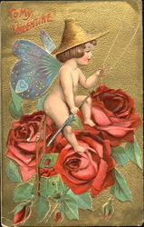 Little Fairy Sitting on Roses Postcard