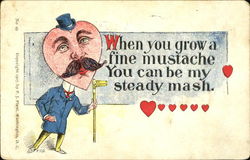 Man With Mustached Heart Head Postcard