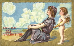 Woman Sitting on a Beach Postcard