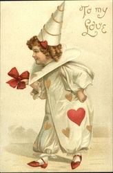 Child dressed in heart clothes Postcard