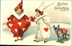 Clowns with heart costumes Postcard