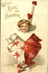 Red and White Harlequin Postcard