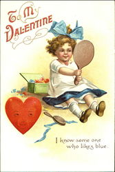 Little Girl with blue bow Postcard