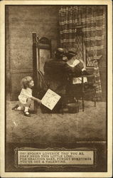 Couple and Child with Drawing Postcard