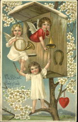 Cupids Playing Instruments Postcard