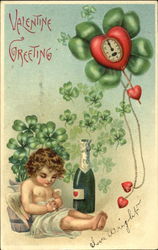 Cupid with Champaigne Bottle Postcard