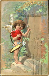 Cupid Delivering a Heart Postcard Postcard