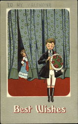 Child Suitor with Bouquet Postcard