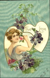 Woman Framed in a Heart Postcard