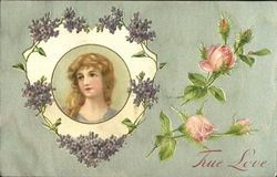 Pretty Girl Surrounded by Flowers Postcard