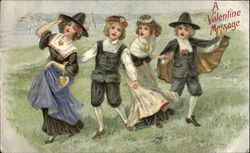 Children dancing in a line Postcard Postcard