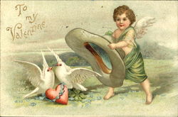 Little Cupid Holding a Hat Postcard