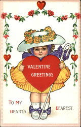 Girl Holding a Heart Postcard