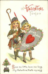 Children in Scottish Dress Carrying a Heart Postcard Postcard