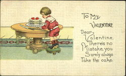 Little Boy and a Cake Postcard