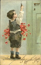 Little Boy With Flowers Children Postcard Postcard