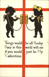 Silhlouetted Cupids Talking to Each Other on the Telephon Postcard Postcard