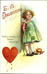 Little Girl and Crying Heart Comic Postcard Postcard