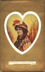 Native American Woman's Portrait in a Heart Postcard