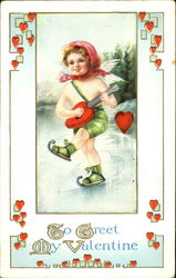 Skating little boy playing music Postcard