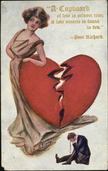 Large Broken Heart with Crying Man and Smug Woman Postcard Postcard