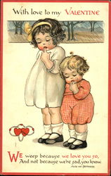 Two Little GIrls Crying Postcard