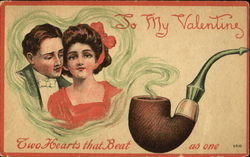 Man and Woman and Pipe Couples Postcard Postcard