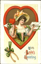 A woman with an arrow on her shoulder Postcard