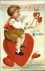 Cupid throwing an arrow a wishbone Postcard