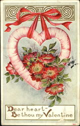 Red flowers in quilted heart Postcard Postcard