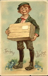 A Boy with Gift Postcard