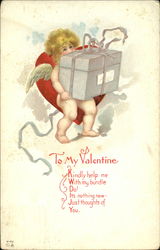 Cupid Carrying Present Postcard